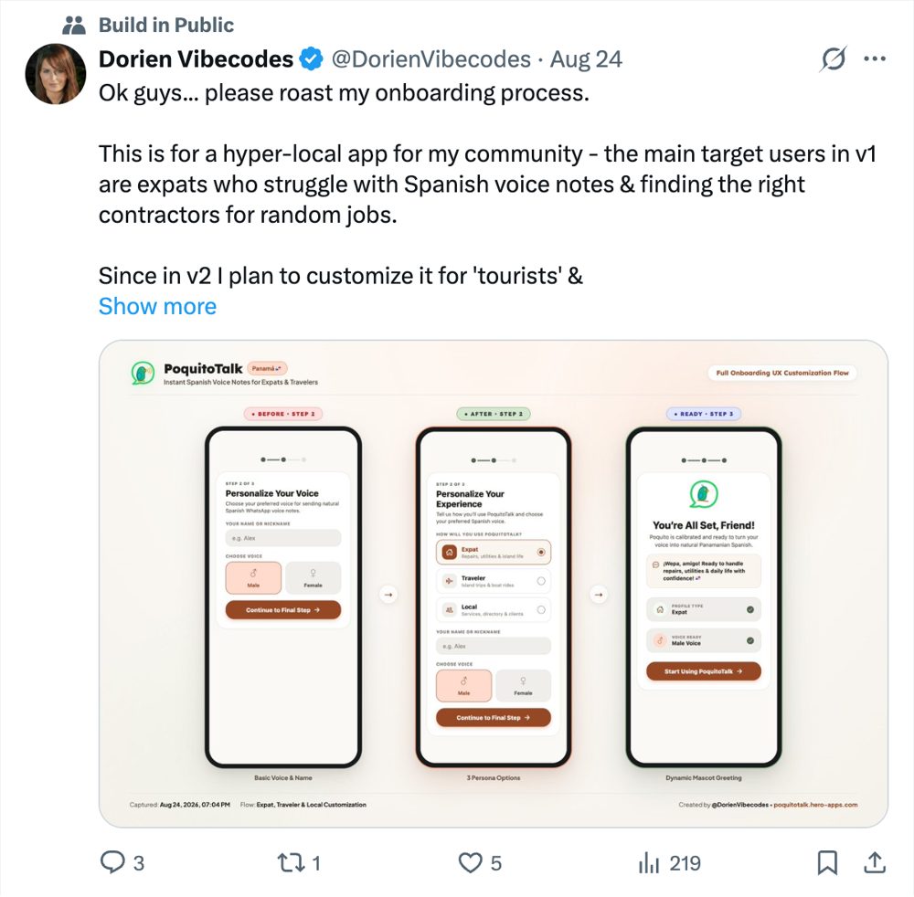 X post: please roast my onboarding process